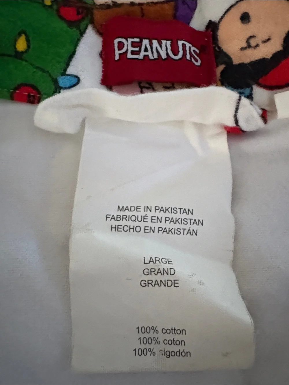 Peanuts White Kids Pajama Set with Holiday Character Print